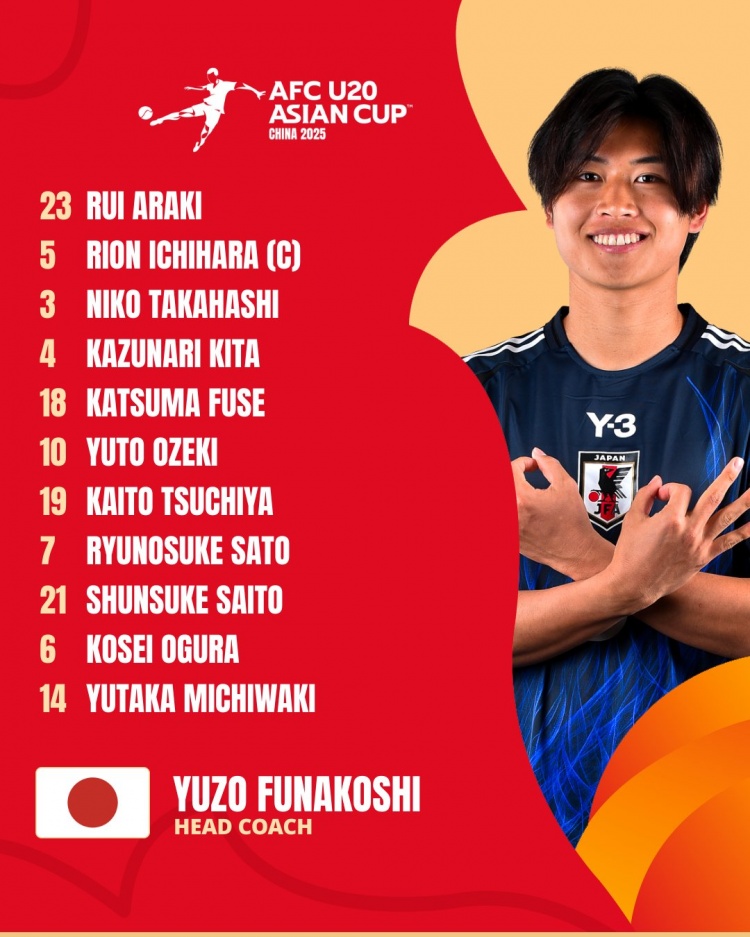  日本U20vs敘利亞U20首發(fā):高橋仁胡、佐藤龍之介出戰(zhàn) 高岡伶颯替補