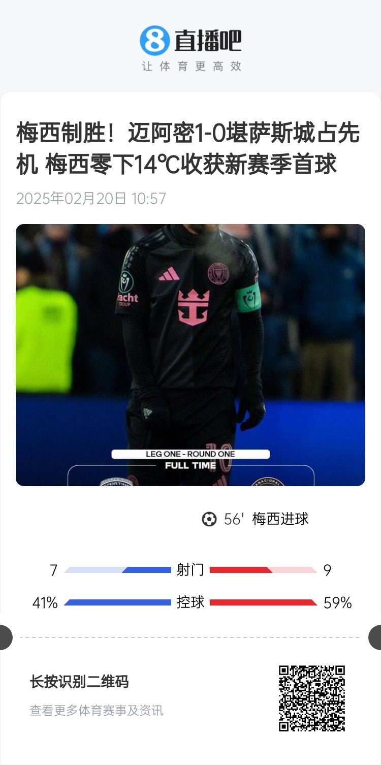  冰火兩重！梅西上一場-14℃進(jìn)球，本場美職聯(lián)21°C