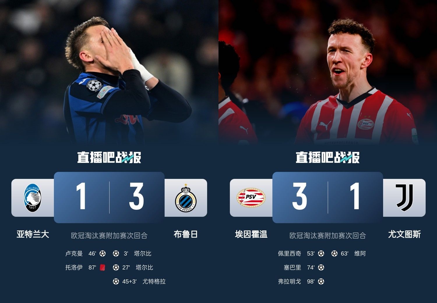  真是意甲拉垮？PSV淘汰尤文后3連敗，布魯日爆冷真藍黑后1勝難求
